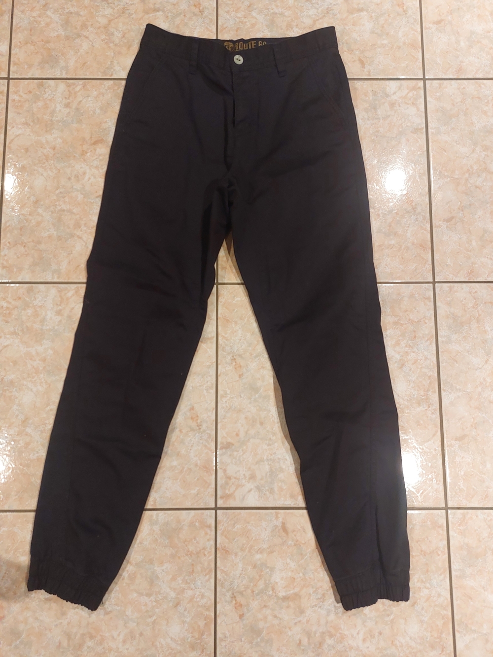 Route 66 Men's Black Elastic Hem Joggers